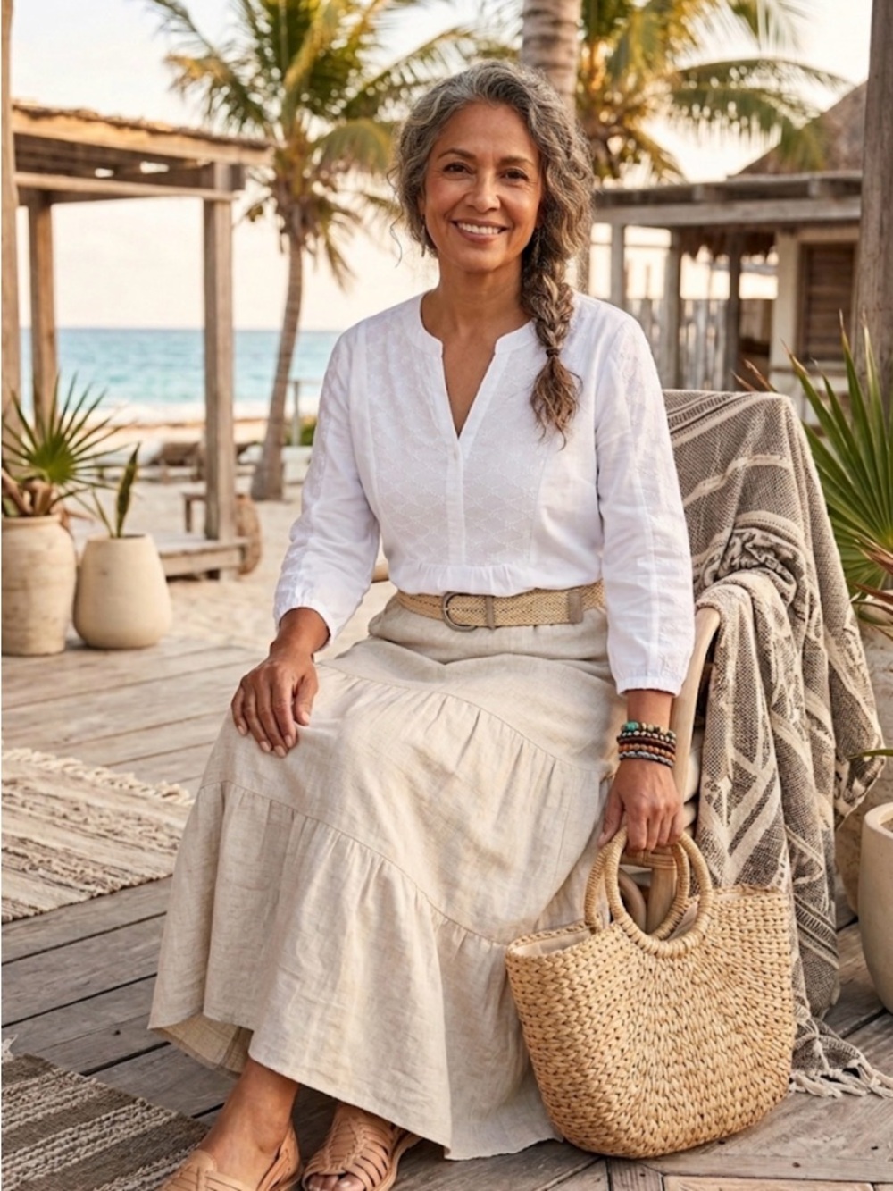 Croft & Barrow eyelet popover White Embroidered V-Neck‎ Tunic Top